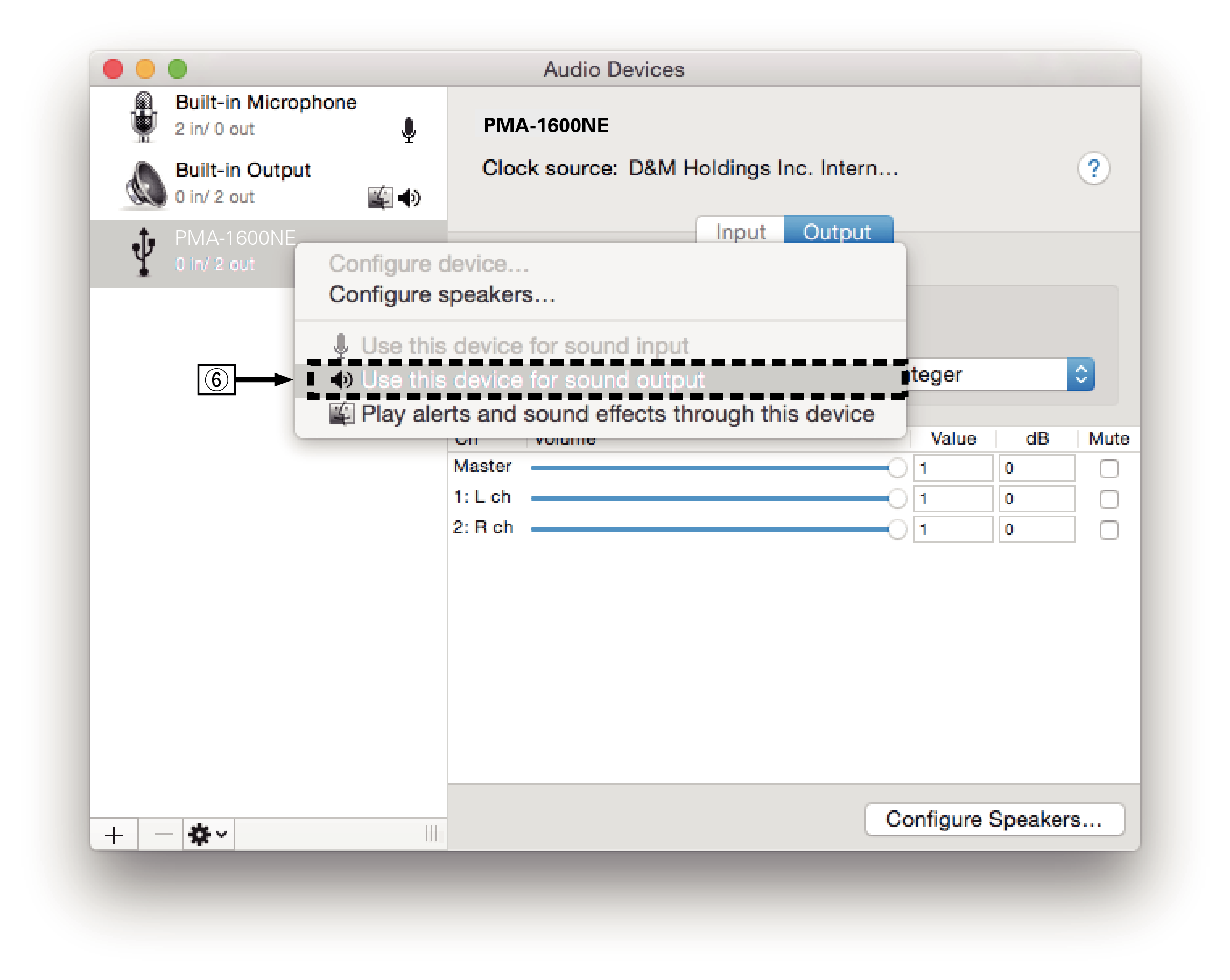 MacOS setting 1 PMA1600NE